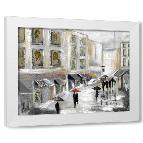 Sunday Market White Modern Wood Framed Art Print by Tava Studios