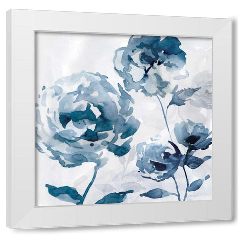 Indigo Garden II White Modern Wood Framed Art Print by Robinson, Carol