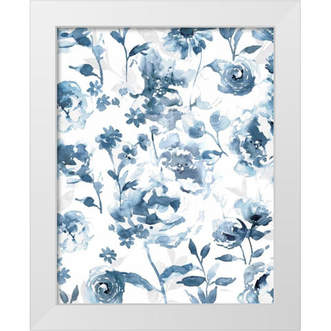 Indigo Garden White Modern Wood Framed Art Print by Robinson, Carol