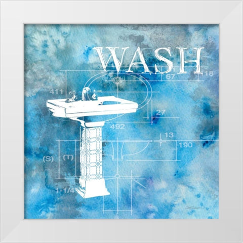 Bath Plans II White Modern Wood Framed Art Print by Robinson, Carol