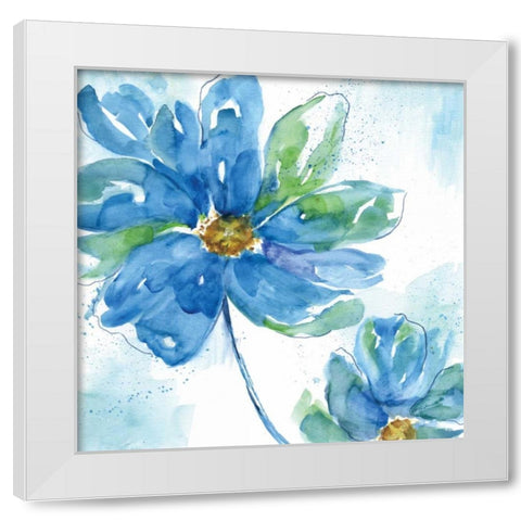 Rendered In Blue I White Modern Wood Framed Art Print by Nan