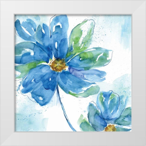 Rendered In Blue I White Modern Wood Framed Art Print by Nan