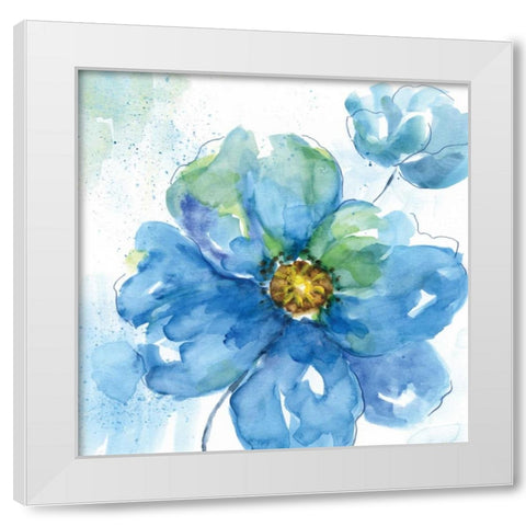 Rendered In Blue II White Modern Wood Framed Art Print by Nan