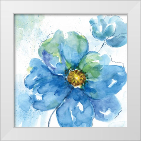 Rendered In Blue II White Modern Wood Framed Art Print by Nan