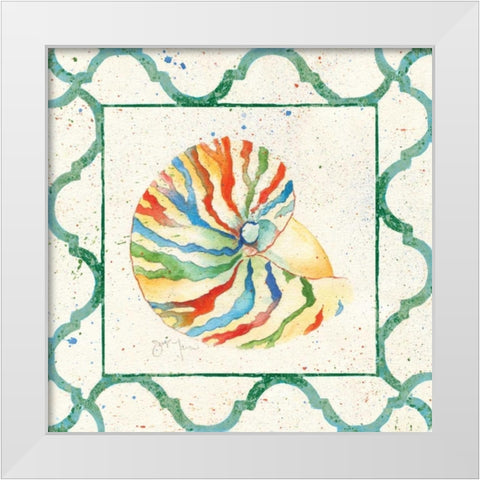 Zebra Nautilus White Modern Wood Framed Art Print by Tava Studios