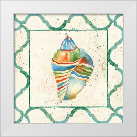 Zebra Conch White Modern Wood Framed Art Print by Tava Studios