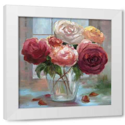 Rose Society White Modern Wood Framed Art Print by Nan