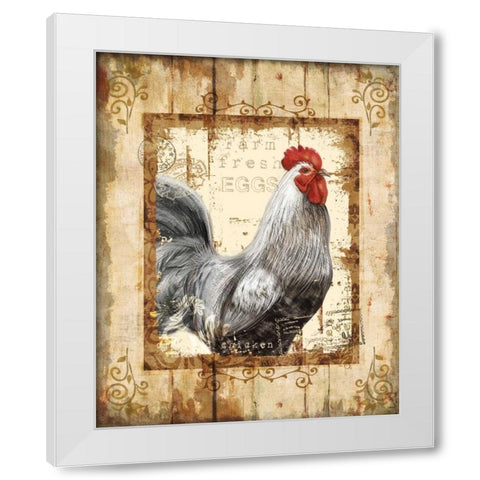 Farm Fresh Rooster White Modern Wood Framed Art Print by Knutsen, Conrad
