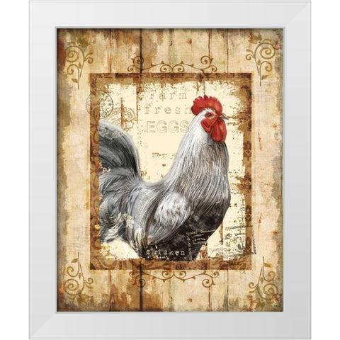 Farm Fresh Rooster White Modern Wood Framed Art Print by Knutsen, Conrad