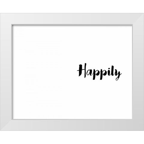 Happily Ever White Modern Wood Framed Art Print by CAD Designs