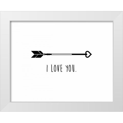 Love Arrow I White Modern Wood Framed Art Print by CAD Designs