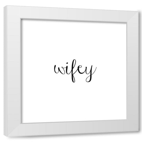 Hubby And Wifey II White Modern Wood Framed Art Print by CAD Designs
