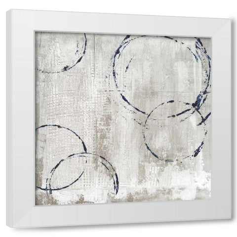 Blue Impression White Modern Wood Framed Art Print by Tava Studios