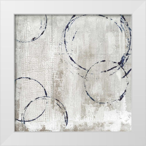 Blue Impression White Modern Wood Framed Art Print by Tava Studios