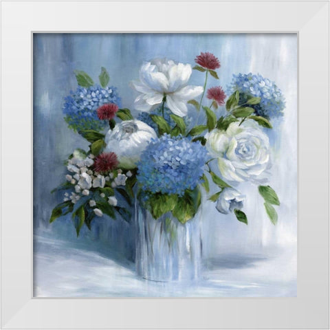 Blue Arrangement White Modern Wood Framed Art Print by Nan