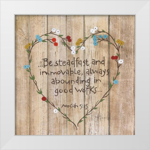 Be Steadfast White Modern Wood Framed Art Print by Tava Studios