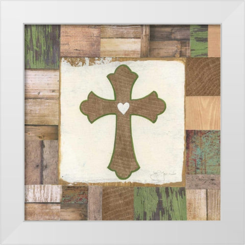 The Cross White Modern Wood Framed Art Print by Tava Studios