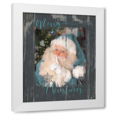 Teal Santa White Modern Wood Framed Art Print by Robinson, Carol