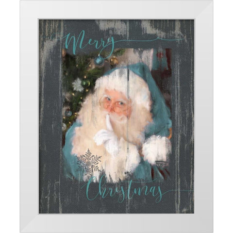 Teal Santa White Modern Wood Framed Art Print by Robinson, Carol