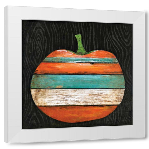 Striped Pumpkin White Modern Wood Framed Art Print by Tava, Janet