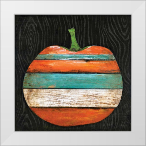 Striped Pumpkin White Modern Wood Framed Art Print by Tava, Janet