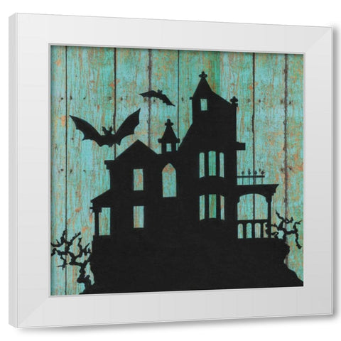 Haunted House White Modern Wood Framed Art Print by Tava, Janet