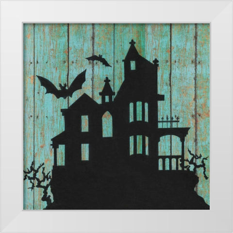 Haunted House White Modern Wood Framed Art Print by Tava, Janet