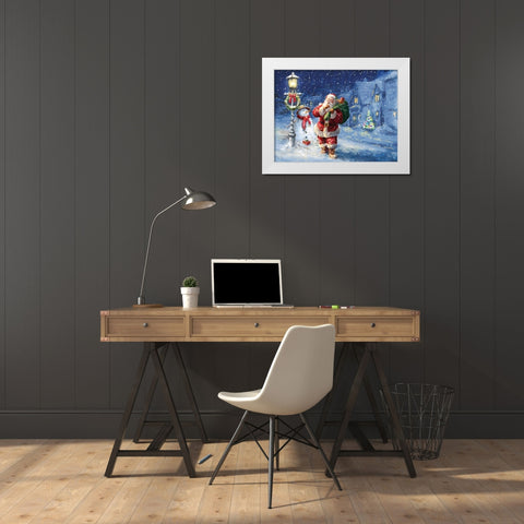 Merry Christmas Night White Modern Wood Framed Art Print by Corti, Marcello