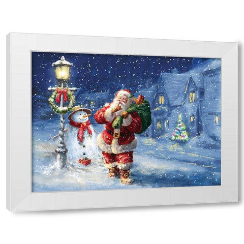 Merry Christmas Night White Modern Wood Framed Art Print by Corti, Marcello