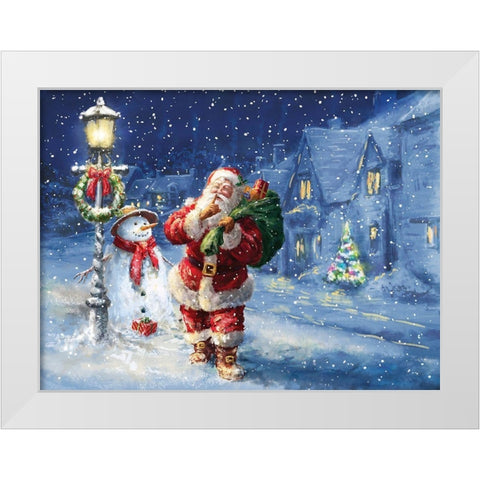 Merry Christmas Night White Modern Wood Framed Art Print by Corti, Marcello