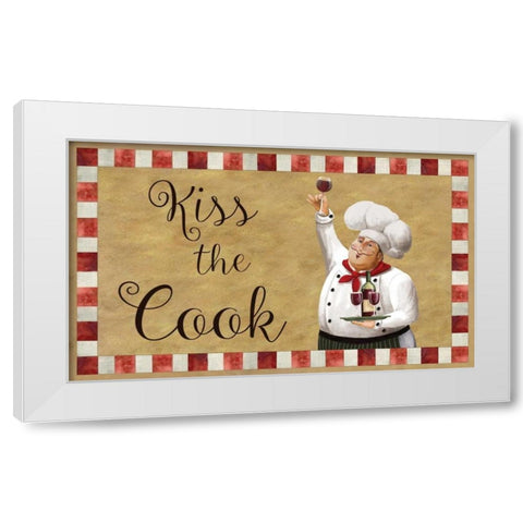 Kiss The Cook White Modern Wood Framed Art Print by Knutsen, Conrad