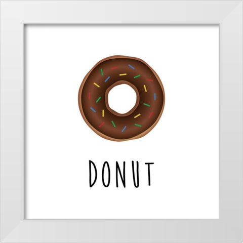 Donut White Modern Wood Framed Art Print by CAD Designs