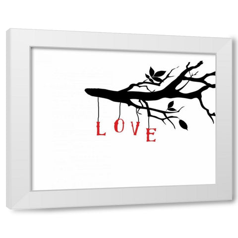 Love Birds I White Modern Wood Framed Art Print by CAD Designs