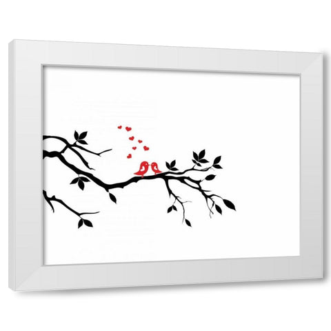 Love Birds II White Modern Wood Framed Art Print by CAD Designs