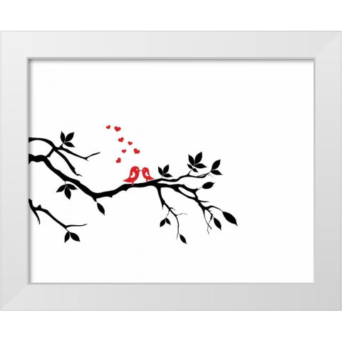 Love Birds II White Modern Wood Framed Art Print by CAD Designs
