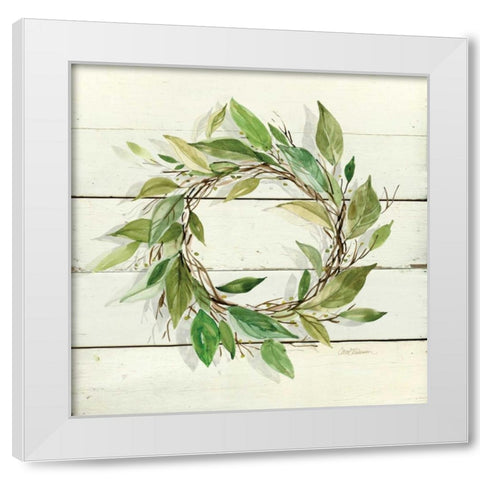 Bay Leaf Wreath White Modern Wood Framed Art Print by Robinson, Carol