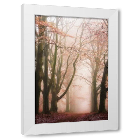 Pink Avenue White Modern Wood Framed Art Print by Van de Goor, Lars
