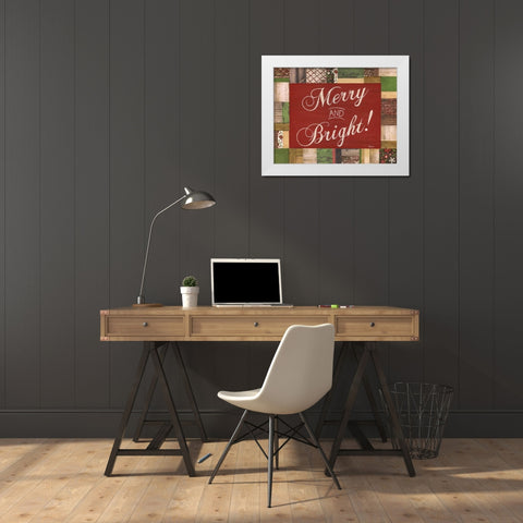 Merry and Bright White Modern Wood Framed Art Print by Tava Studios