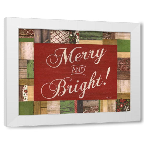Merry and Bright White Modern Wood Framed Art Print by Tava Studios