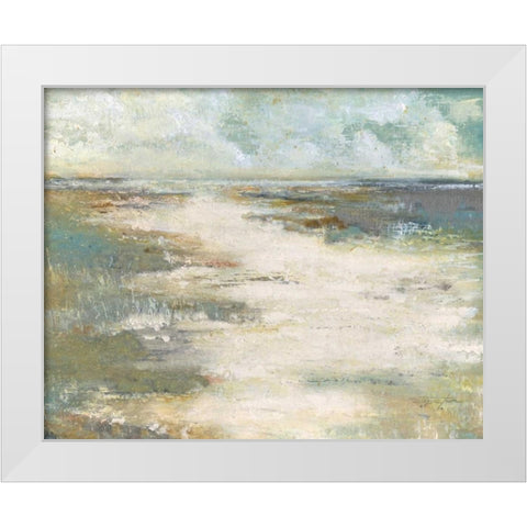 Misty Coast White Modern Wood Framed Art Print by Tava Studios
