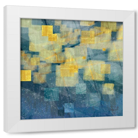 Indigo Rain White Modern Wood Framed Art Print by Jill, Susan
