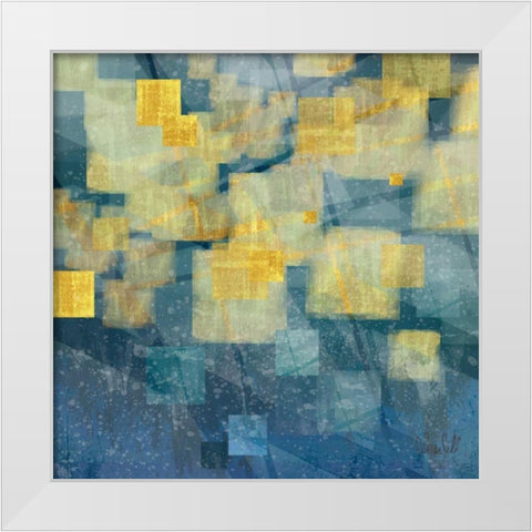 Indigo Rain White Modern Wood Framed Art Print by Jill, Susan