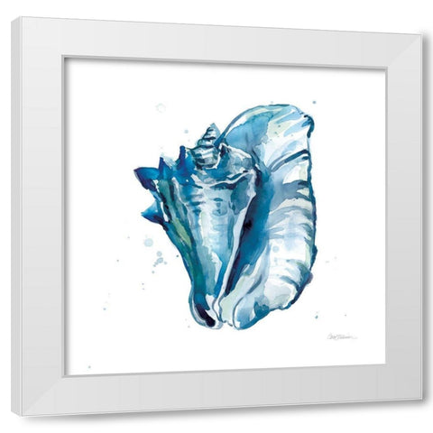 Blue Shell Relax White Modern Wood Framed Art Print by Robinson, Carol