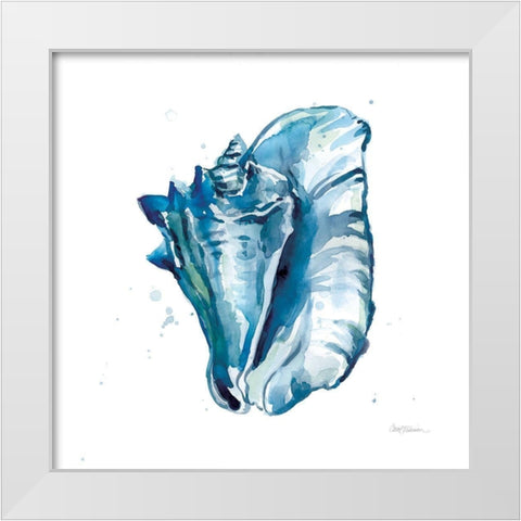 Blue Shell Relax White Modern Wood Framed Art Print by Robinson, Carol