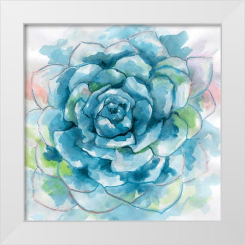 Succulent Bloom White Modern Wood Framed Art Print by Nan