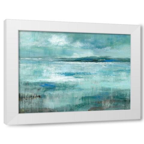 Isle View White Modern Wood Framed Art Print by Nan