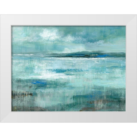 Isle View White Modern Wood Framed Art Print by Nan