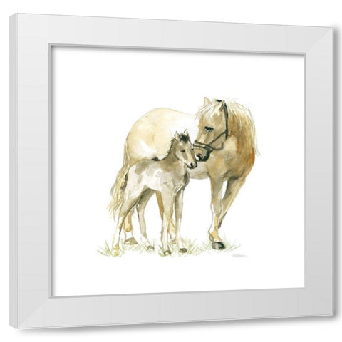 Horse and Colt White Modern Wood Framed Art Print by Robinson, Carol