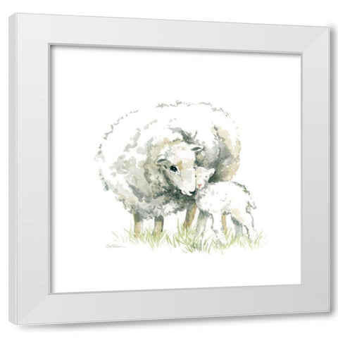 Sheep and Lamb White Modern Wood Framed Art Print by Robinson, Carol