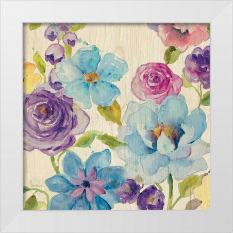 Flower Medley II White Modern Wood Framed Art Print by Robinson, Carol